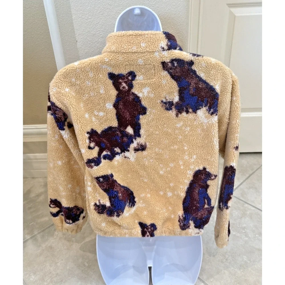 VTG RARE Kids Outback Trading Company Fleece‎ Jacket Bear Print Full Zip Size M